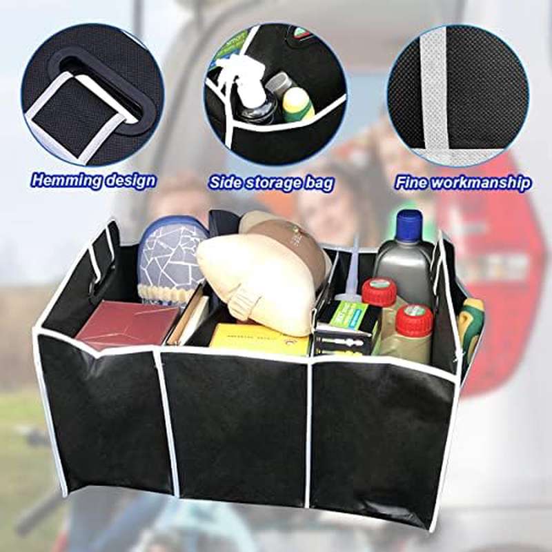 Portable 3-Compartment Foldabl - Car Trunk Organizer Foldable Storage Box review and price
